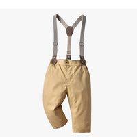 Load image into Gallery viewer, 2 Pieces Set Baby Kid Boys Birthday Checked Bow Shirts And Solid Color Jumpsuits Wholesale 230114114
