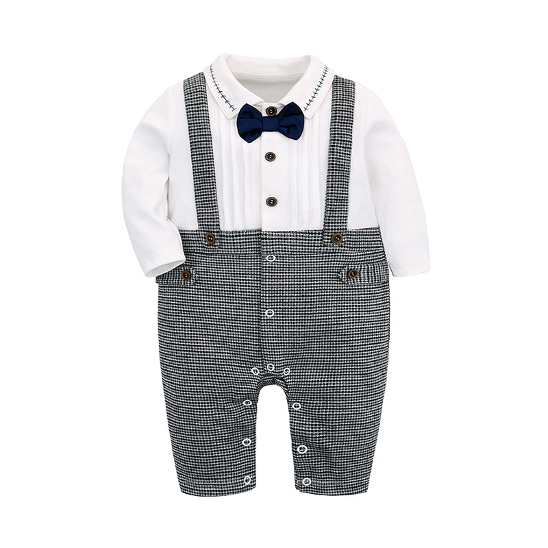 Baby Boys Color-blocking Bow Jumpsuits Wholesale 230114124