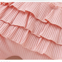 Load image into Gallery viewer, 3 Pieces Set Baby Girls Solid Color Muslin&amp;Ribbed Rompers Pants And Bow Headwear Wholesale 230114126
