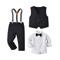 Load image into Gallery viewer, 3 Pieces Set Baby Kid Boys Birthday Party Solid Color Bow Shirts Vests Waistcoats And Jumpsuits Wholesale 230114130
