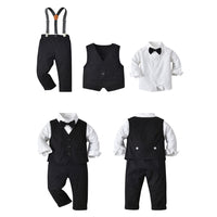 Load image into Gallery viewer, 3 Pieces Set Baby Kid Boys Birthday Party Solid Color Bow Shirts Vests Waistcoats And Jumpsuits Wholesale 230114130
