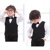 Load image into Gallery viewer, 3 Pieces Set Baby Kid Boys Birthday Party Solid Color Bow Shirts Vests Waistcoats And Jumpsuits Wholesale 230114130
