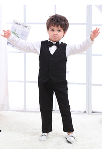 Load image into Gallery viewer, 3 Pieces Set Baby Kid Boys Birthday Party Solid Color Bow Shirts Vests Waistcoats And Jumpsuits Wholesale 230114130
