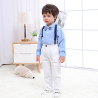 Load image into Gallery viewer, 2 Pieces Set Baby Kid Boys Birthday Party Solid Color Bow Shirts And Jumpsuits Wholesale 230114131
