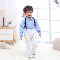 Load image into Gallery viewer, 2 Pieces Set Baby Kid Boys Birthday Party Solid Color Bow Shirts And Jumpsuits Wholesale 230114131
