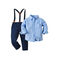 Load image into Gallery viewer, 2 Pieces Set Baby Kid Boys Birthday Party Solid Color Bow Shirts And Jumpsuits Wholesale 230114131

