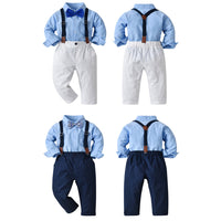 Load image into Gallery viewer, 2 Pieces Set Baby Kid Boys Birthday Party Solid Color Bow Shirts And Jumpsuits Wholesale 230114131
