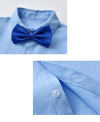 Load image into Gallery viewer, 2 Pieces Set Baby Kid Boys Birthday Party Solid Color Bow Shirts And Jumpsuits Wholesale 230114131
