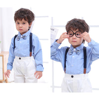 Load image into Gallery viewer, 2 Pieces Set Baby Kid Boys Birthday Party Solid Color Bow Shirts And Jumpsuits Wholesale 230114131
