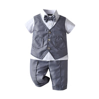 Load image into Gallery viewer, 2 Pieces Set Baby Kid Boys Birthday Solid Color Bow Tops And Pants Wholesale 230114141
