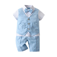 Load image into Gallery viewer, 2 Pieces Set Baby Kid Boys Birthday Solid Color Bow Tops And Pants Wholesale 230114141
