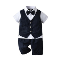 Load image into Gallery viewer, 2 Pieces Set Baby Kid Boys Birthday Solid Color Bow Tops And Pants Wholesale 230114141
