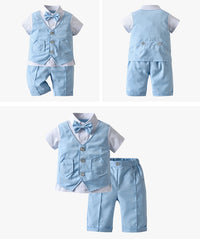 Load image into Gallery viewer, 2 Pieces Set Baby Kid Boys Birthday Solid Color Bow Tops And Pants Wholesale 230114141
