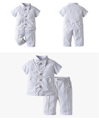 Load image into Gallery viewer, 2 Pieces Set Baby Kid Boys Birthday Solid Color Bow Tops And Pants Wholesale 230114141
