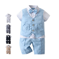 Load image into Gallery viewer, 2 Pieces Set Baby Kid Boys Birthday Solid Color Bow Tops And Pants Wholesale 230114141
