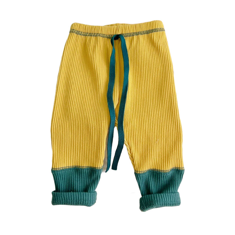 Baby Unisex Color-blocking Muslin&Ribbed Pants Wholesale 230114156