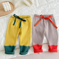 Load image into Gallery viewer, Baby Unisex Color-blocking Muslin&amp;Ribbed Pants Wholesale 230114156
