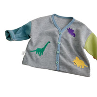 Load image into Gallery viewer, Baby Unisex Color-blocking Dinosaur Print Cardigan Knitwear Wholesale 230114163
