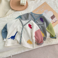 Load image into Gallery viewer, Baby Unisex Color-blocking Dinosaur Print Cardigan Knitwear Wholesale 230114163
