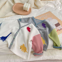 Load image into Gallery viewer, Baby Unisex Color-blocking Dinosaur Print Cardigan Knitwear Wholesale 230114163
