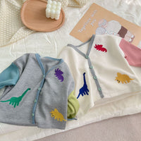 Load image into Gallery viewer, Baby Unisex Color-blocking Dinosaur Print Cardigan Knitwear Wholesale 230114163
