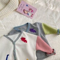 Load image into Gallery viewer, Baby Unisex Color-blocking Dinosaur Print Cardigan Knitwear Wholesale 230114163
