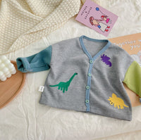 Load image into Gallery viewer, Baby Unisex Color-blocking Dinosaur Print Cardigan Knitwear Wholesale 230114163
