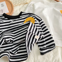 Load image into Gallery viewer, Baby Unisex Striped Letters Expression Print Tops Wholesale 230114170
