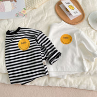 Load image into Gallery viewer, Baby Unisex Striped Letters Expression Print Tops Wholesale 230114170
