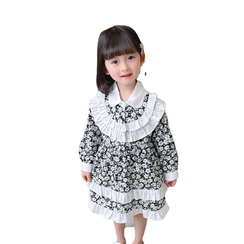 Baby Kid Girls Flower Print Dresses Wholesale 230114180