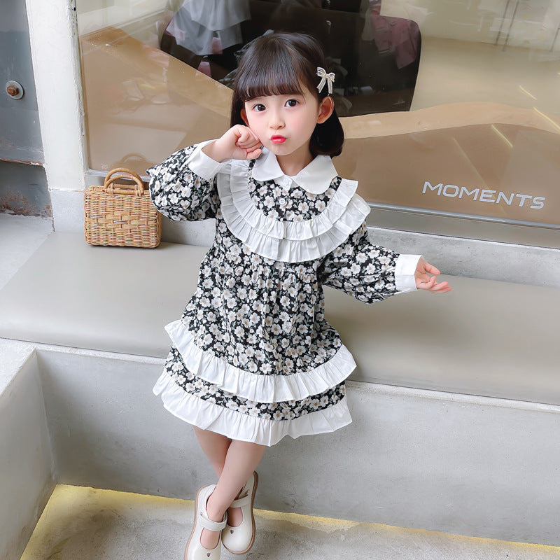 Baby Kid Girls Flower Print Dresses Wholesale 230114180