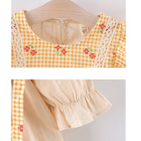 Load image into Gallery viewer, Baby Kid Girls Flower Checked Dresses Wholesale 230114188
