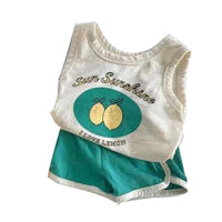 Load image into Gallery viewer, 2 Pieces Set Baby Unisex Letters Fruit Tank Tops And Solid Color Shorts Wholesale 230114189
