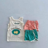 Load image into Gallery viewer, 2 Pieces Set Baby Unisex Letters Fruit Tank Tops And Solid Color Shorts Wholesale 230114189
