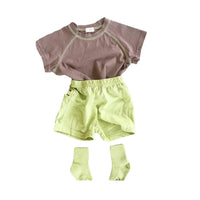 Load image into Gallery viewer, 2 Pieces Set Baby Unisex Color-blocking T-Shirts And Solid Color Shorts Wholesale 230114206
