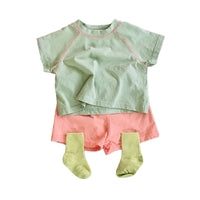 Load image into Gallery viewer, 2 Pieces Set Baby Unisex Color-blocking T-Shirts And Solid Color Shorts Wholesale 230114206
