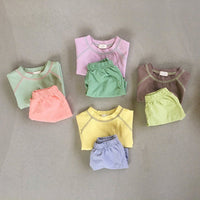 Load image into Gallery viewer, 2 Pieces Set Baby Unisex Color-blocking T-Shirts And Solid Color Shorts Wholesale 230114206
