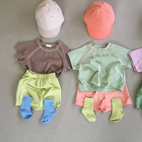 Load image into Gallery viewer, 2 Pieces Set Baby Unisex Color-blocking T-Shirts And Solid Color Shorts Wholesale 230114206
