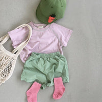 Load image into Gallery viewer, 2 Pieces Set Baby Unisex Color-blocking T-Shirts And Solid Color Shorts Wholesale 230114206
