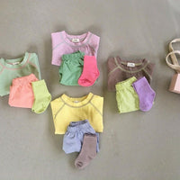 Load image into Gallery viewer, 2 Pieces Set Baby Unisex Color-blocking T-Shirts And Solid Color Shorts Wholesale 230114206
