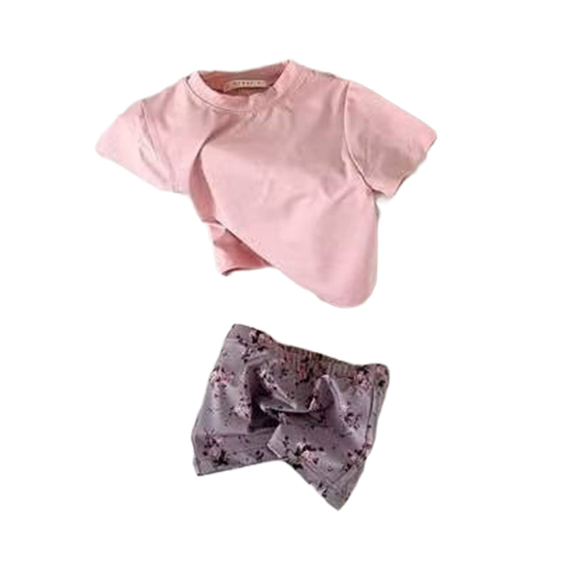 2 Pieces Set Baby Unisex Solid Color T-Shirts And Flower Shorts Wholesale 230114210