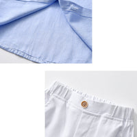 Load image into Gallery viewer, 2 Pieces Set Baby Kid Boys Dressy Striped Bow Shirts And Solid Color Shorts Suits Wholesale 230114218
