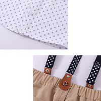 Load image into Gallery viewer, 2 Pieces Set Baby Kid Boys Cartoon Bow Print Shirts And Solid Color Shorts Suits Wholesale 230114231
