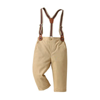 Load image into Gallery viewer, 2 Pieces Set Baby Kid Boys Checked Bow Shirts And Solid Color Jumpsuits Wholesale 230114235
