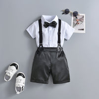 Load image into Gallery viewer, 2 Pieces Set Baby Kid Boys Bow Shirts And Striped Rompers Wholesale 230114236
