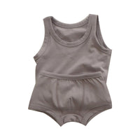 Load image into Gallery viewer, 2 Pieces Set Baby Kid Unisex Solid Color Tank Tops And Shorts Wholesale 230114237
