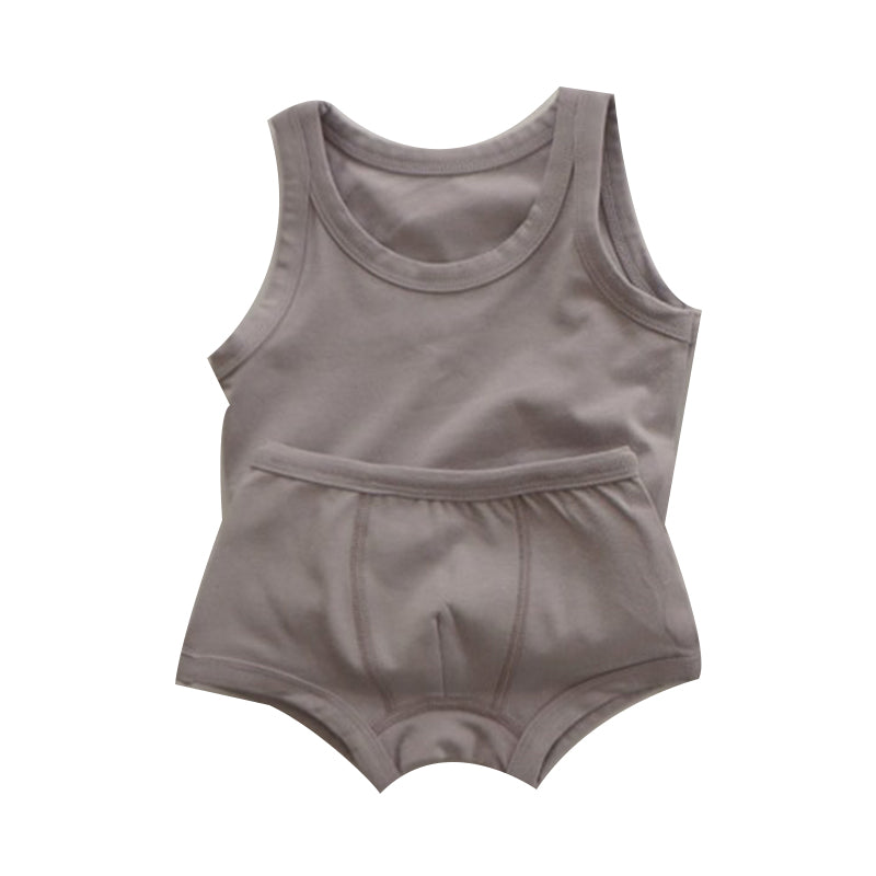 2 Pieces Set Baby Kid Unisex Solid Color Tank Tops And Shorts Wholesale 230114237