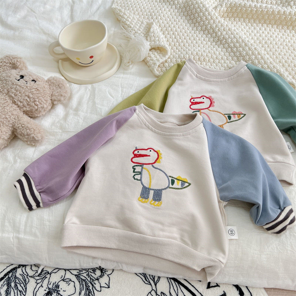 Baby Unisex Dinosaur Embroidered Hoodies Sweatshirts Wholesale 230114244