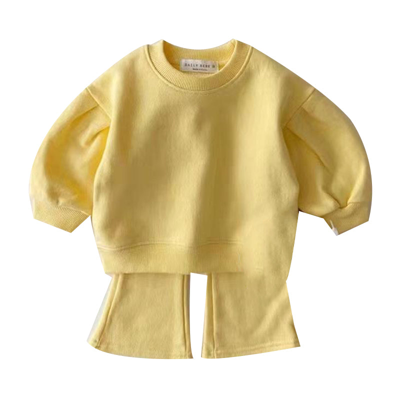 2 Pieces Set Baby Girls Solid Color Hoodies Sweatshirts And Pants Wholesale 230114248