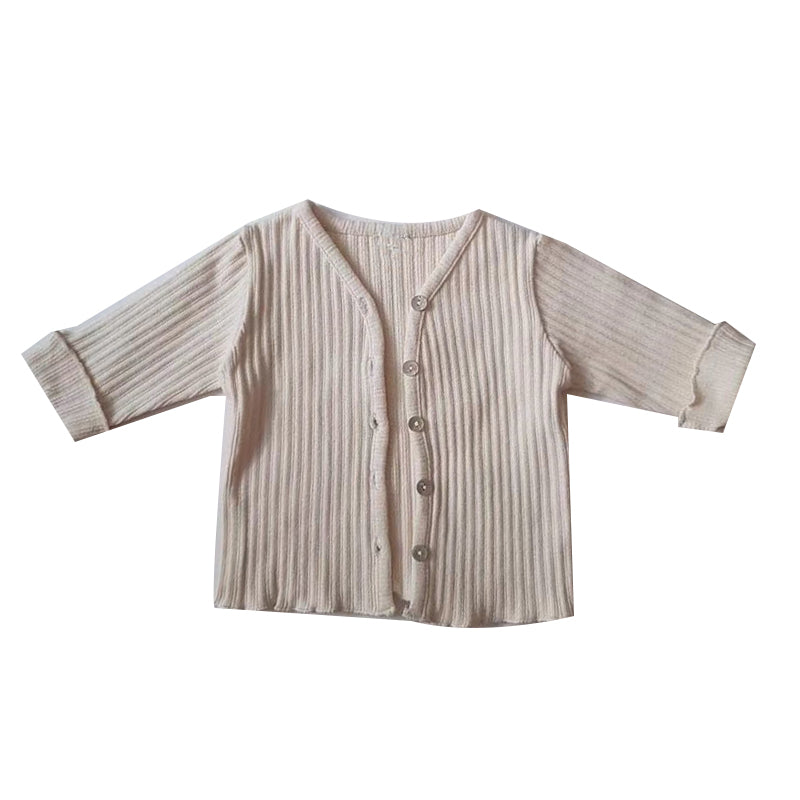 Baby Unisex Solid Color Muslin&Ribbed Cardigan Wholesale 230114249